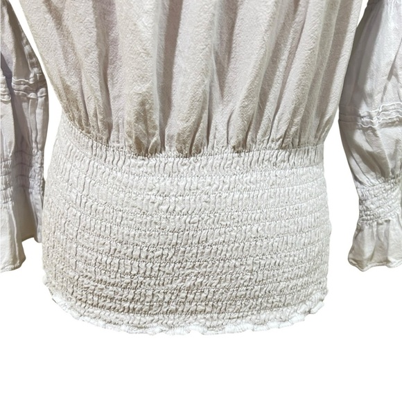 Helen Ainson White Smocked 100% cotton peasant Blouse boutique size small - Picture 4 of 11